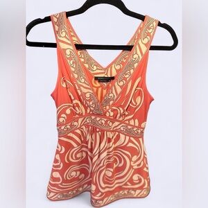 BCBG Max Azria Printed Sleeveless Empire Waist Top – XS